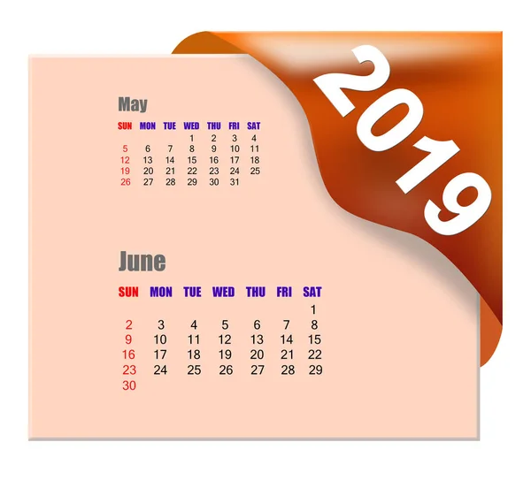 Resumo Calendário Junho 2019 — Fotografia de Stock