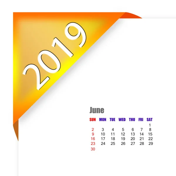 2019年6月日历摘要 — 图库照片