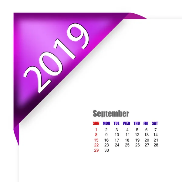 Abstraktní 2019 Září Kalendář — Stock fotografie