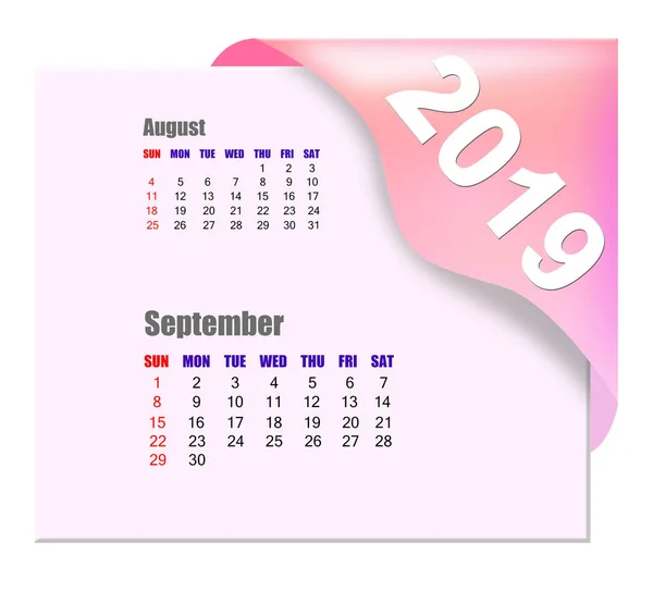 Abstraktní 2019 Září Kalendář — Stock fotografie