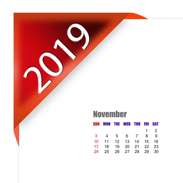 Abstraktní 2019 Kalendář Listopad — Stock fotografie