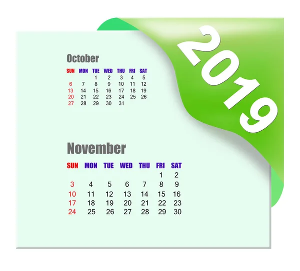 Resumen Del Calendario Noviembre 2019 — Foto de Stock