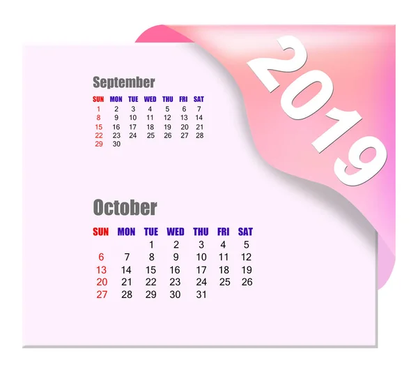 Abstraktní 2019 Října Kalendář — Stock fotografie