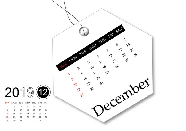 December 2019 Kalender Serien För Taggen Design — Stockfoto