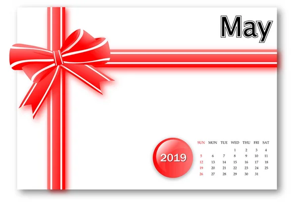 Mai 2019 Kalenderserie Mit Geschenkband Design — Stockfoto