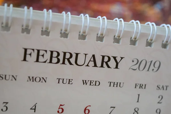 Fechar Calendário Fevereiro 2019 — Fotografia de Stock