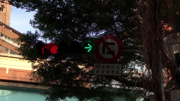 Pergerakan Lampu Lalu Lintas Kota Berubah Menjadi Merah — Stok Video