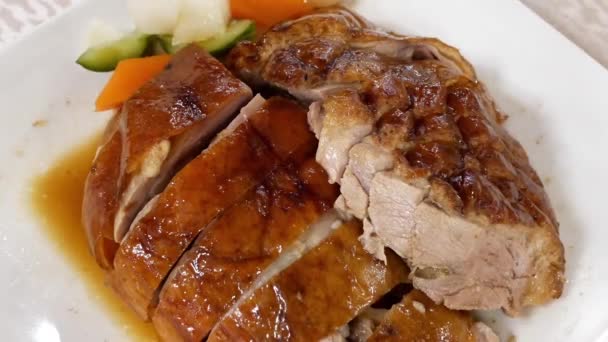 Ruchu Gorącej Smażonego Kurczaka Tabeli Wewnątrz Restauracja Chińska — Wideo stockowe