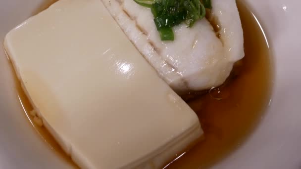 Motion Tofu Fish Dim Sum Interiorul Restaurantului Chinezesc — Videoclip de stoc