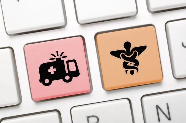 Colorful ambulance key on keyboard — Stock Photo, Image