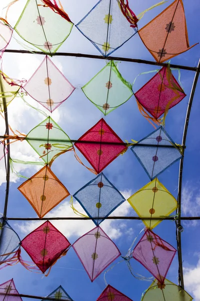 Thai Colorful Kite Blue Sky Sunny Day — Stock Photo, Image