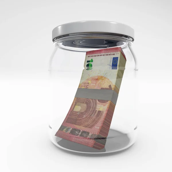 Euro Savings Concept Money Jar Rendering Isolated White — Stock Photo, Image