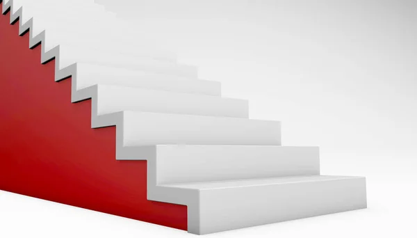 Червоні Сходи Йдуть Нагору Концепція Успіху Ізольовані Білому Рендерингу — стокове фото