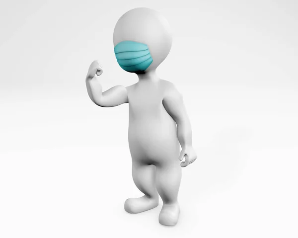 戴面具的人在3D上生气的拳头 在白色上被隔离 — 图库照片