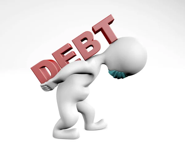 Man Mask Holding Burden Debt Rendering Isolated White — Stock Photo, Image