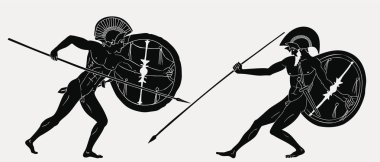 İki antik Yunan savaşçı.