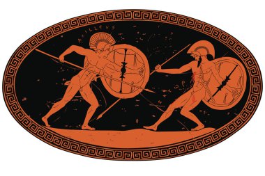 İki antik Yunan savaşçı.