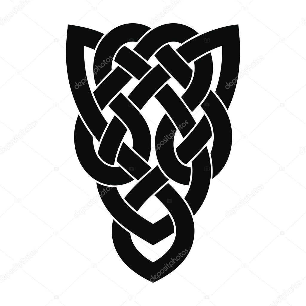 Celtic national ornament interlaced ribbon isolated on white background. Element for graphic design and tattoo.