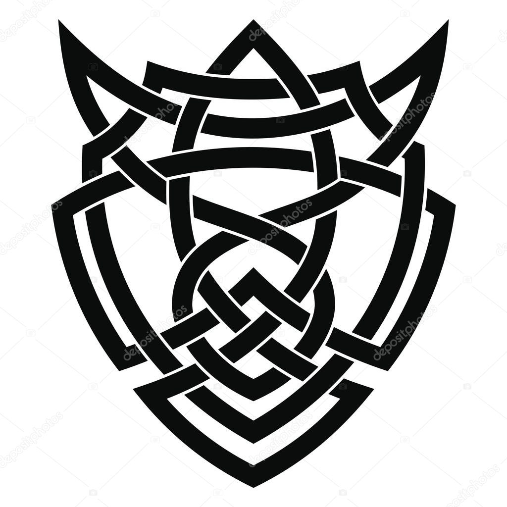 Celtic national ornament interlaced ribbon isolated on white background. Element for graphic design and tattoo.