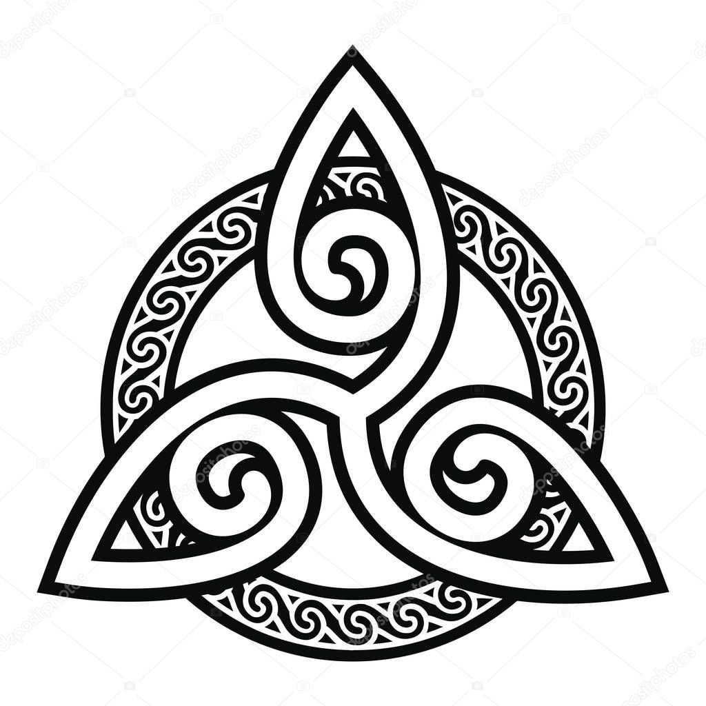 Celtic national ornament interlaced ribbon isolated on white background. Element for graphic design and tattoo.