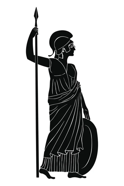 Athena pallada mit speer. — Stockvektor