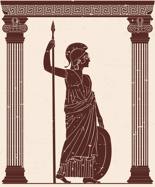 Athena Pallada met een speer. — Stockvector