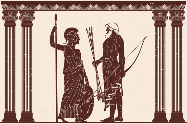 Athena Pallada and Odysseus.