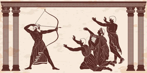 Odissea e i pretendenti di Penilope . — Vettoriale Stock