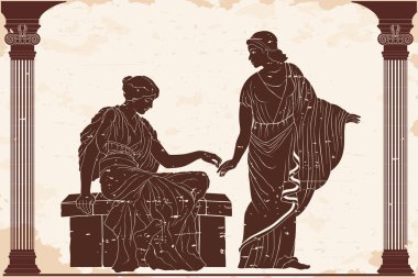 İki antik Yunan kadınları.
