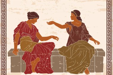 İki antik Yunan kadınları.