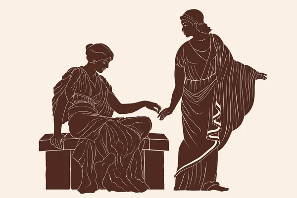 Två antika grekiska kvinnor. — Stock vektor