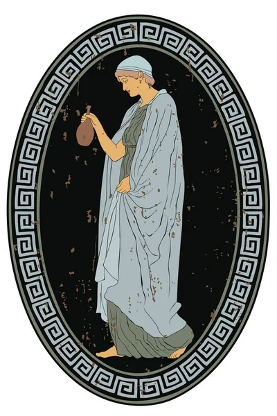 Antica donna greca . — Vettoriale Stock