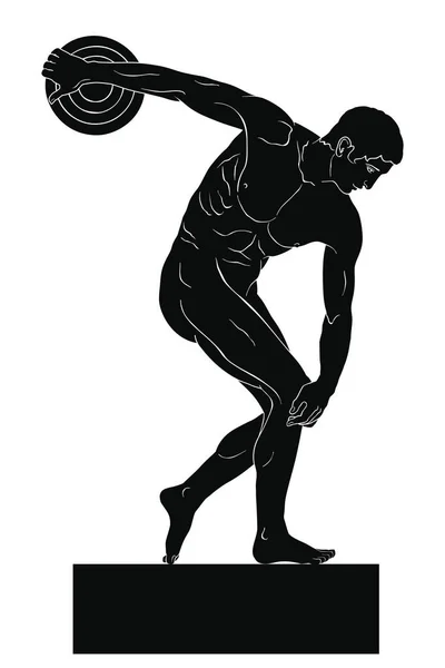 Escultura antigua Discobolus — Vector de stock