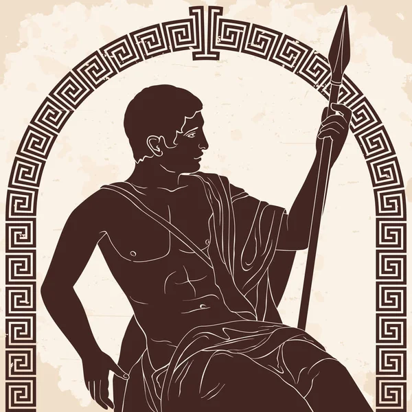 Antiguo guerrero griego . — Vector de stock