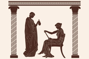 İki antik Yunan kadınları.