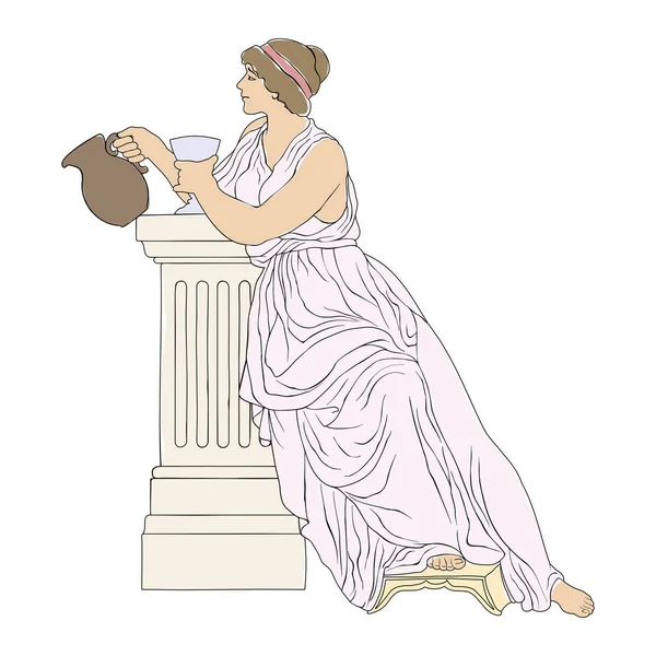 Mulher grega antiga . — Vetor de Stock