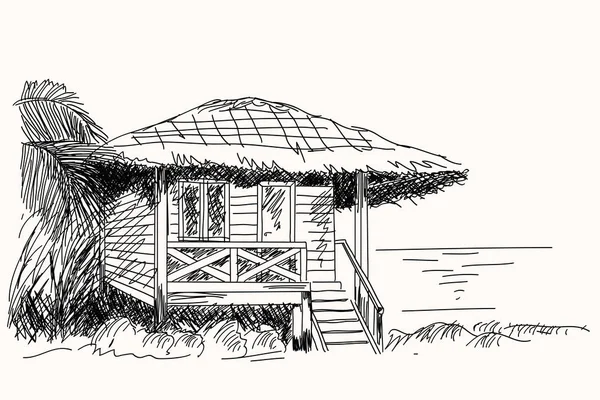 Old wooden hut. — Stock Vector