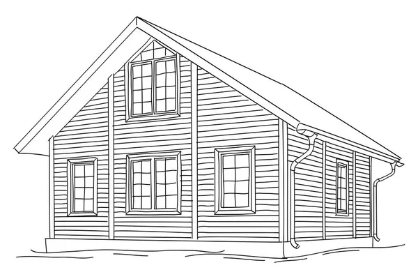 Casa de madera de dos pisos . — Vector de stock