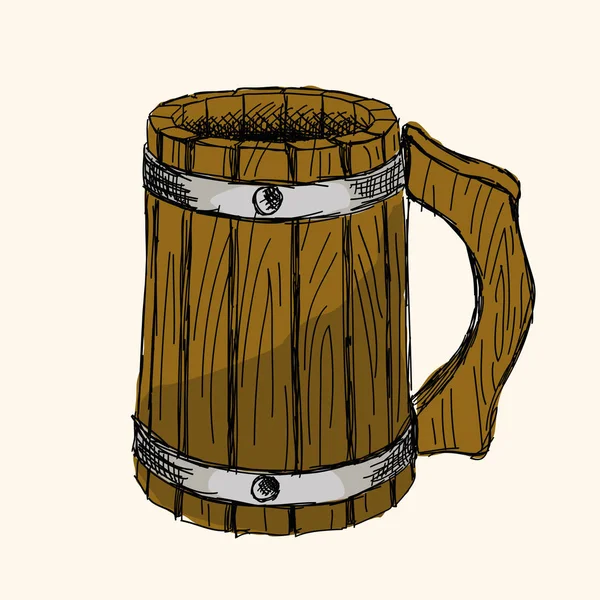 Tasse de bière en bois. — Image vectorielle