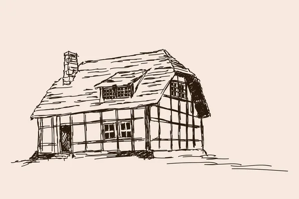 Vieille maison rustique en bois . — Image vectorielle