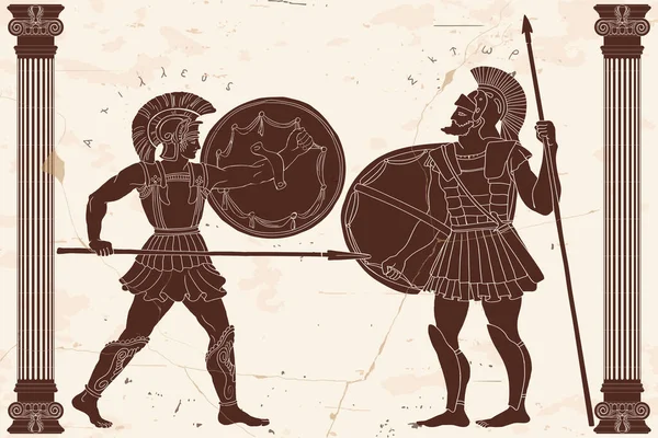 Starověký řecký bojovník. — Stockový vektor