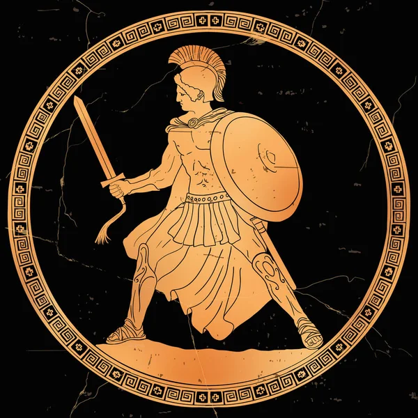 Ancient Greek Warrior. — Stock Vector