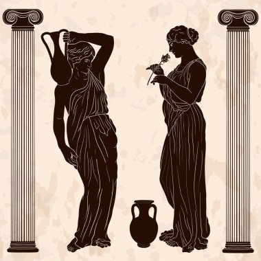 Vektör Yunan kadınları.