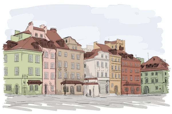 Une vieille ville européenne . — Image vectorielle