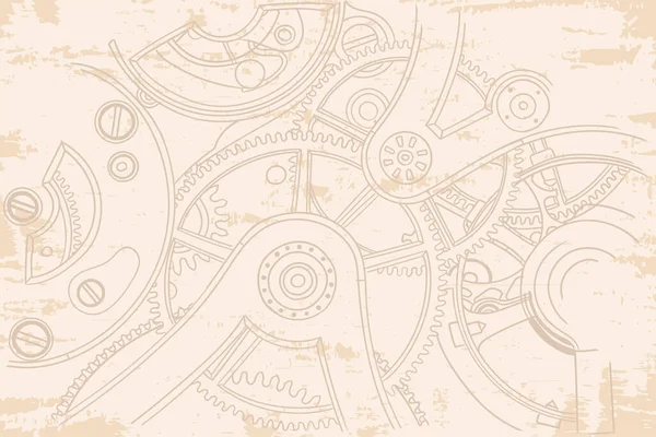 古色古香的米色背景 钟摆上的齿轮 — 图库矢量图片