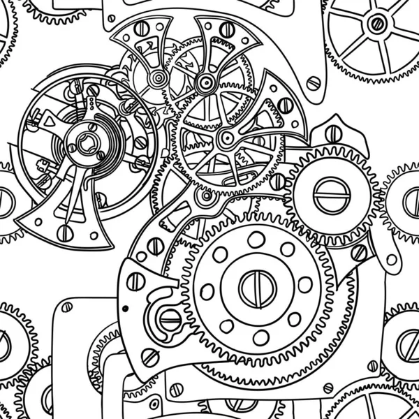 Patrón Inconsútil Reloj Dibujo Mano Aislado Sobre Fondo Blanco — Vector de stock
