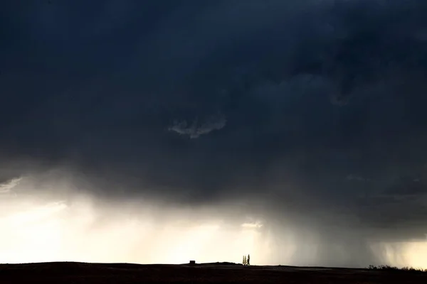 Prairie Tempestade Nuvens Canadá Saskatchewan Verão Avisos — Fotografia de Stock