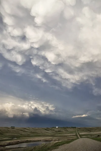 Çayır Fırtına Bulutları Kanada Saskatchewan Yaz Uyarılar — Stok fotoğraf