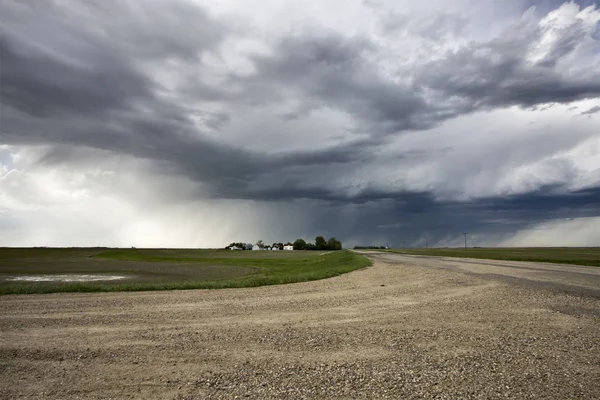 Prairie Storm Clouds Canada Saskatchewan Summer Warnings — Stock Photo, Image