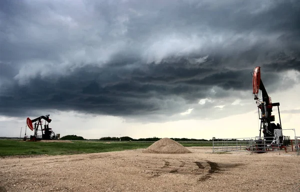 Prairie Storm Clouds Canada Saskatchewan Summer Warnings Engelsk – stockfoto